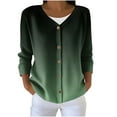 thumbnail image 2 of SYMOID Womens Army Green Gradient Knit Cardigan, V-Neck Three-Quarter Sleeves, Polyester with Wooden Buttons, Inclusive Sizing S-XXXXXL for Daily/Office Wear,Size 5XL, 2 of 6