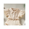 thumbnail image 4 of TSEXIEFOOFU Baby Romper, Solid Color Turn-Down Collar Fly Sleeve Bodysuit with Waist Belt for Summer, 0-24 Months, 4 of 9
