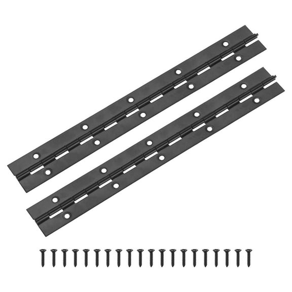 Uxcell 2-Pack Black Continuous & Piano Hinges, 10x1.2x0.04" 304 Stainless Steel with Screws for Cabinets Door