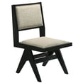 thumbnail image 5 of Modern 5-Piece Black Dining Set with Rubberwood Table and Upholstered Chairs for Contemporary Dining Room, 5 of 7