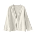 thumbnail image 3 of GZWYHT Women's Lightweight Cotton Linen Open Front Duster Cardigan Loose Long Sleeve Beach Cover Up Outerwear Womens Oversized Tee Shirts Long Sleeve Shirts for Women White L, 3 of 4