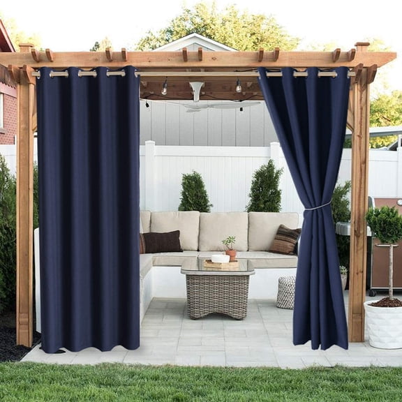 Ayyufe Grommet Curtain Solid Color Waterproof Polyester Sun Blocking Floor Drape for Outdoor
