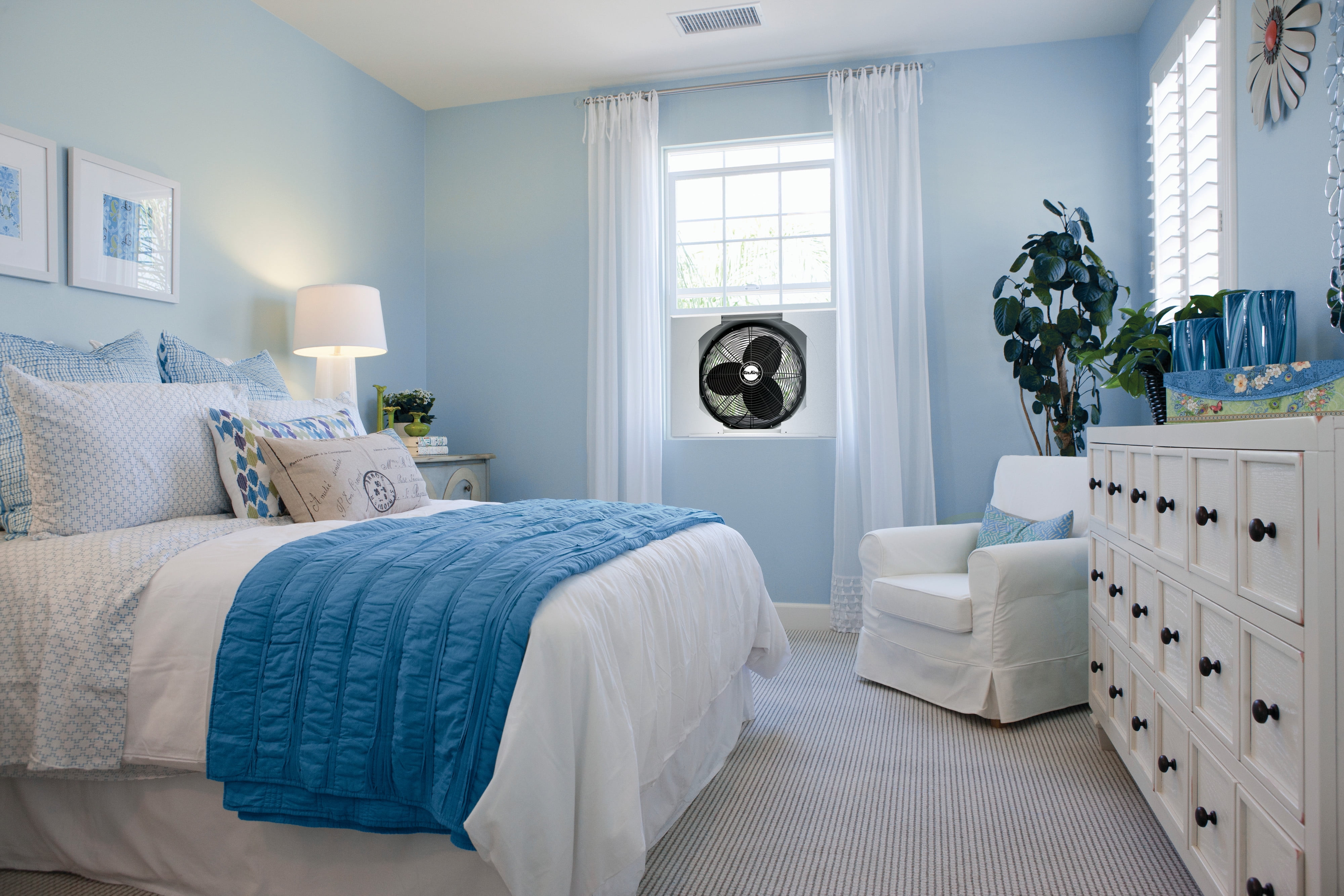 Air King 20" Electric Whole House 120V 3 Speed Window Exhaust Fan with Storm Guard, 9166, New