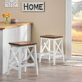 thumbnail image 2 of Set of 2 Brown and White Hand Crafted Counter Stools 25.75", 2 of 7