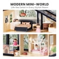 thumbnail image 4 of Tiny Land Modern Dollhouse, Wooden Doll House with 7 Rooms & Doll Figures, Montessori Pretend Tiny Home Play for Ages 3+, 4 of 7