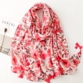 thumbnail image 2 of Bufanda bohemia para mujer, ligera, con estampado floral, chal con flecos, moda otoño-invierno, 2 of 7