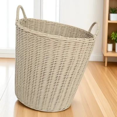LOLIPPYY Small Wicker Laundry Basket for Clothes Storage, Home Organizer, 1 Piece