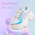 thumbnail image 4 of LUCKY STEP Chunky Sneakers for Women Fashion Platform White Leather Casual Dad Shoes,White Hologram, 4 of 11