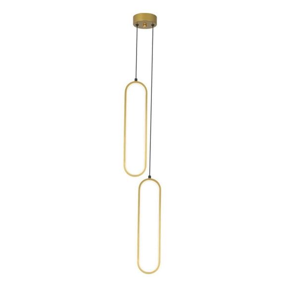 Gold Pendant Light Fixtures with 2 Lights 36W Adjustable Length Multipurpose Aluminum Body Pendant Chandelier for Bedroom Dining Room Foyer White Light