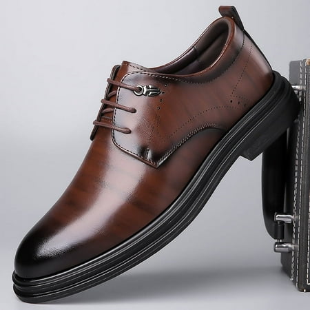

Shoes Men‘s Dress Business Real Cowhide Youth British Pointed Heightened Casual Black Suit Wedding Groom Shoes