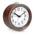 thumbnail image 1 of Analog Wood Alarm Clock With Snooze - Retro Clock With Dial Alarm Light - Quiet Vintage Wood Table Clock Without, 1 of 4