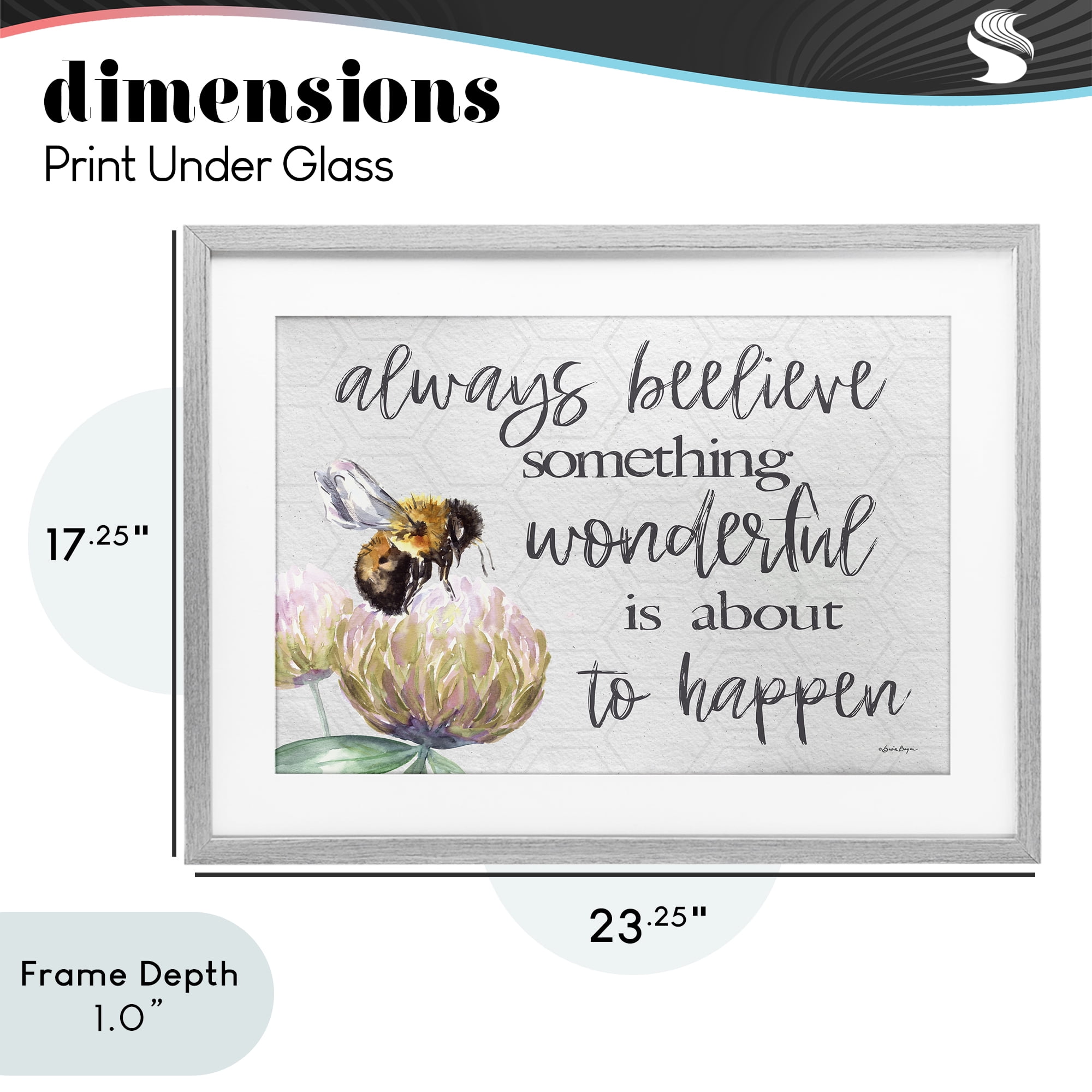 Stupell Industries Always Believe Something Wonderful Gray Framed Print Under Glass, design by Susie Boyer