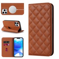 Mantto Flip Wallet Case for iPhone 13 Pro,Compatible with MagSafe Charging,Cover with RFID Blocking Card Holder,Fashion PU Leather Magnetic Closure Folio Flip Stand Shockproof Phone Case,Brown