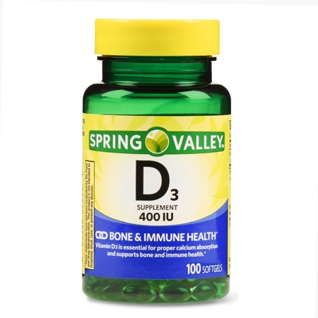 Spring Valley Vitamin D3 Softgels, 125 mcg (5000 IU), 100 Ct - Walmart.com