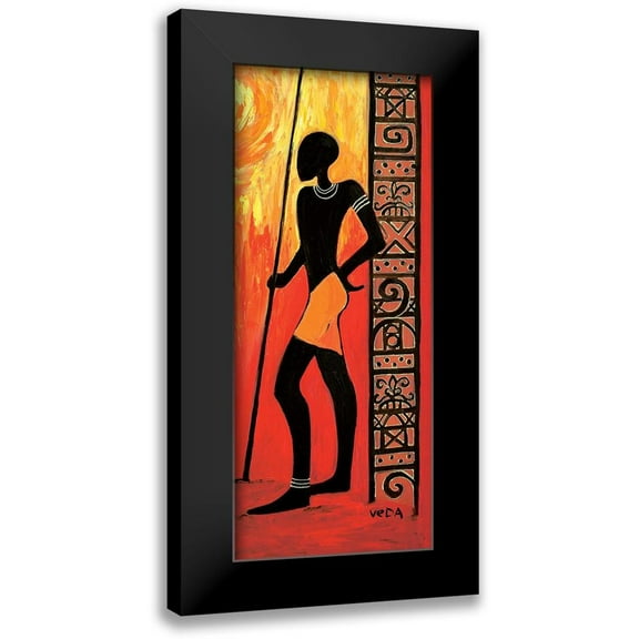Veda 8x14 Black Modern Framed Museum Art Print Titled - Waiting Man