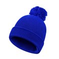 thumbnail image 3 of Cethrio Girls Pom Pom Beanie Hats, Outdoor Soft Warm Ribbed Knit Winter Hats Blue Size 2-12 Years, 3 of 7