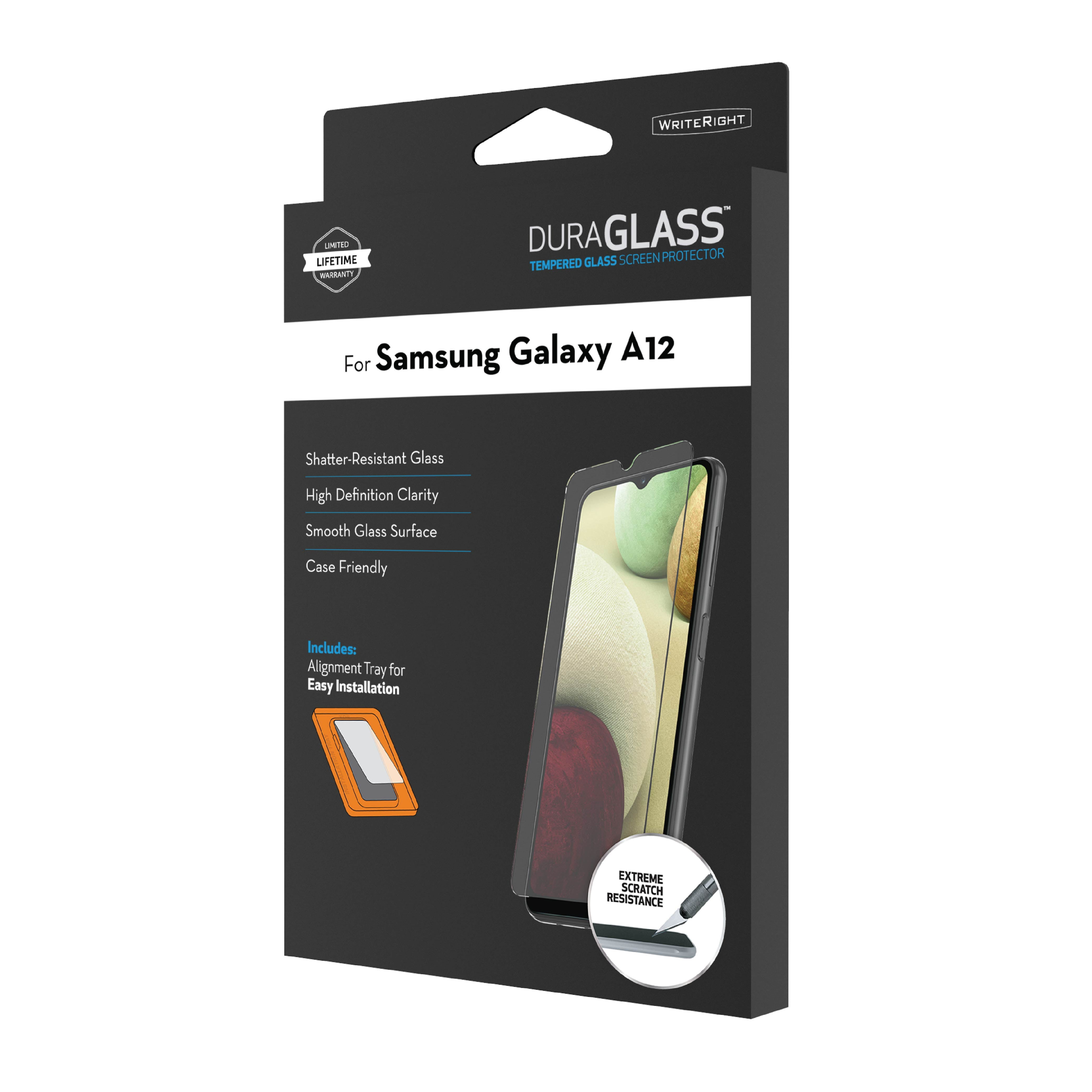 SAMSUNG Galaxy A12 DuraGlass Tempered Glass Screen Protector, Clear