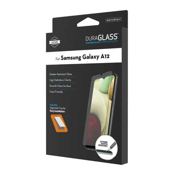 DuraGlass Tempered Glass Screen Protector with Quick Installation Tray for Samsung Galaxy A12