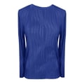 thumbnail image 4 of LEKODE Women's Long Sleeve Shirts Ribbed Knit Tops Slim Fit Crewneck Basic Tee Casual T‑Shirt Going Out Fall Outfits Blue XL, 4 of 4
