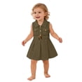 thumbnail image 2 of EnJoCho Toddler Girls Denim Jeans Dress Sleeveless Summer Casual Lapel Collar A-line Pleated Ruffl𝖾 Dress with Belt Toddler Summer Sleeveless 𝖲undress, 2 of 9