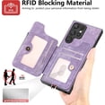 thumbnail image 3 of Phone Case for Samsung Galaxy S23 Ultra 5G Wallet Cover with Screen Protector and Wrist Strap Lanyard RFID Credit Card Holder Ring Stand Cell Accessories S23Ultra 23S S 23 23Ultra 6.8 inch Men Purple, 3 of 7