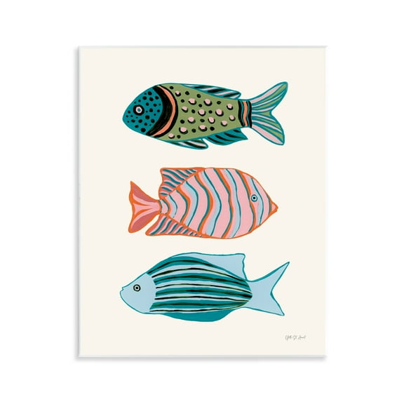 Stupell Industries Bright Tropical Fish Nautical & Beach Painting Unframed Art Print Wall Art, 11 x 14