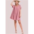 thumbnail image 2 of Zenana Plus Size Relaxed Fit Gauge Rolled Short Sleeve Raw Edge Mini V-Neck T-Shirt Tunic Top, 2 of 6