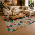 thumbnail image 3 of Gelasgo Colorful Geometric Velvet Area Rug, Diamond Pattern Decorative Carpet, Soft Indoor Floor Mat for Bedroom Living Room Nursery Dorm Office Home Decor, 3 of 5