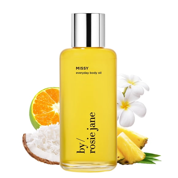 By Rosie Jane Everyday Body Oil (Missy) - Cuidado corporal perfumado de frangipani y mandarina verde con aceite de semilla de girasol, oliva y rosa mosqueta para hidratar y nutrir la piel seca (5 fl o