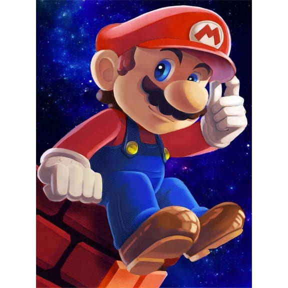 Mario Nintendo DIY 5D Diamond Digital Painting Kit Crystal Rhinestone Embroidery Cross-stitch artwork Crafts Canvas wall decoration Birthday gift 12 X 16 inches