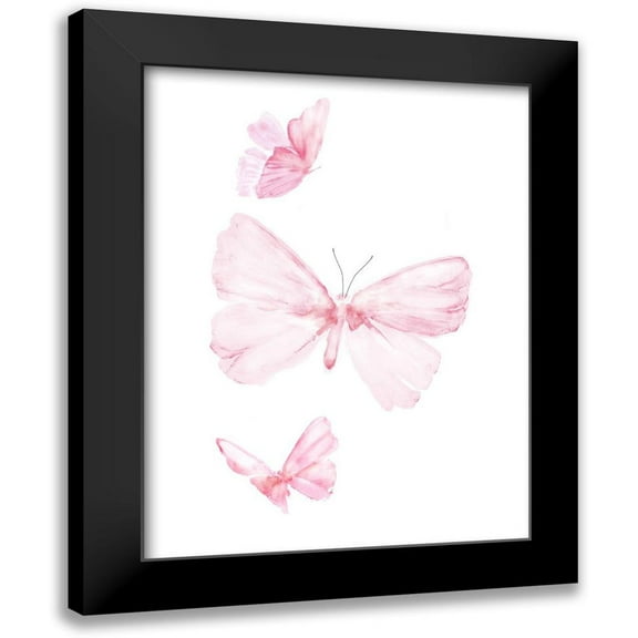 PI Juvenile 12x14 Black Modern Framed Museum Art Print Titled - Pink Butterflys I