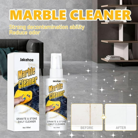 Quartz & Marble Cleaner Powder 100Ml/3.3Oz, Oil, Grease Stain Remover for Granite Countertops, Safe Non-Scratch Formula with Polishing Effect