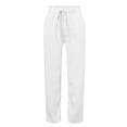 thumbnail image 4 of Sngxgn Women Pants Casual Straight Leg Comfy Drawstring Lounge Running Long Active(White,L), 4 of 5