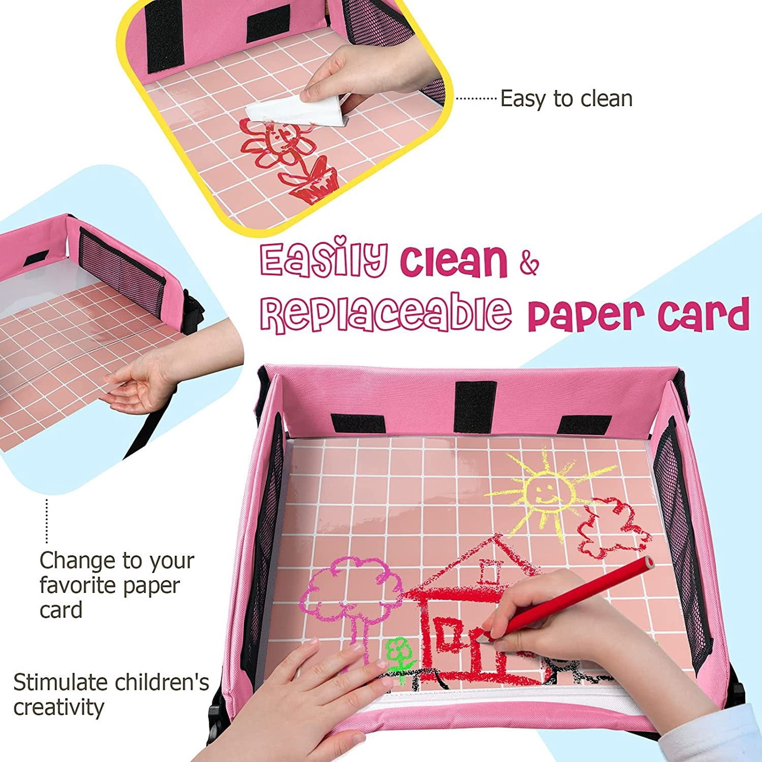 2025 Hottest Travel Car Children's Tray Storage Bag Car Seat Storage Tray Children's Toy Tray