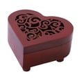 thumbnail image 3 of Caja musical multifuncional con forma de corazón, hueca y decorativa con motivos florales para aniversarios. Marrón, 3 of 9