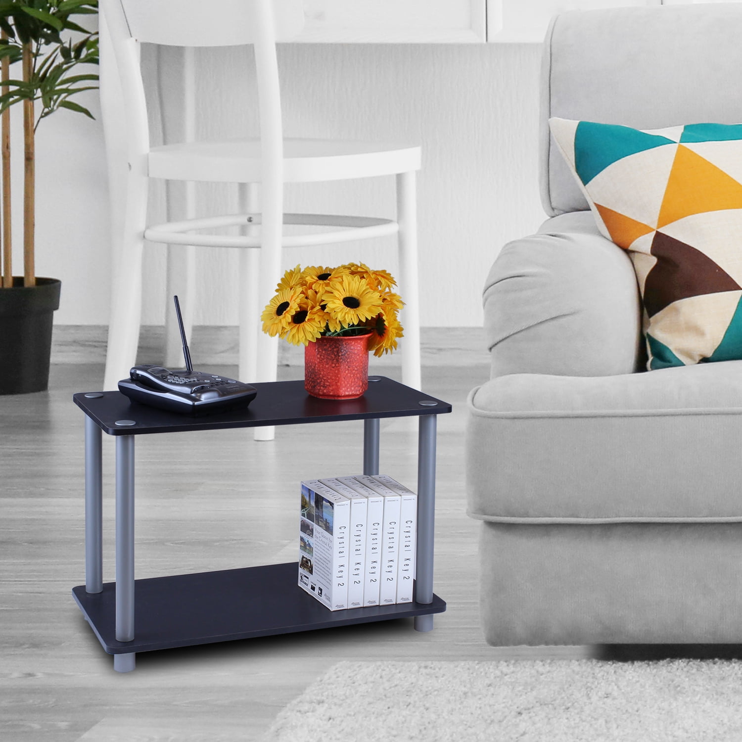 Turn-N-Tube 2-Tier No-Tools Shelf End Table Plant Stand