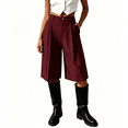 thumbnail image 2 of Asgosdo Bermuda Shorts for Women High Waisted Button Knee Length Casual Business Dress Shorts with Pockets, 2 of 6