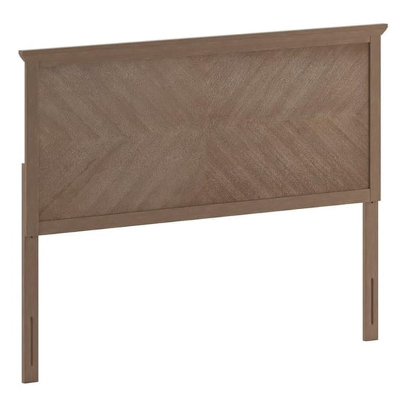 Pemberly Row Contemporary Queen Size Herringbone Wooden Headboard in Light Brown