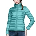 thumbnail image 5 of felwors Puffer Jacket Women Casual Feather Lightweight Down Jackets Packable Solid Color Puffer Coats With Storage Bag Winter Mint Green, S, 5 of 6