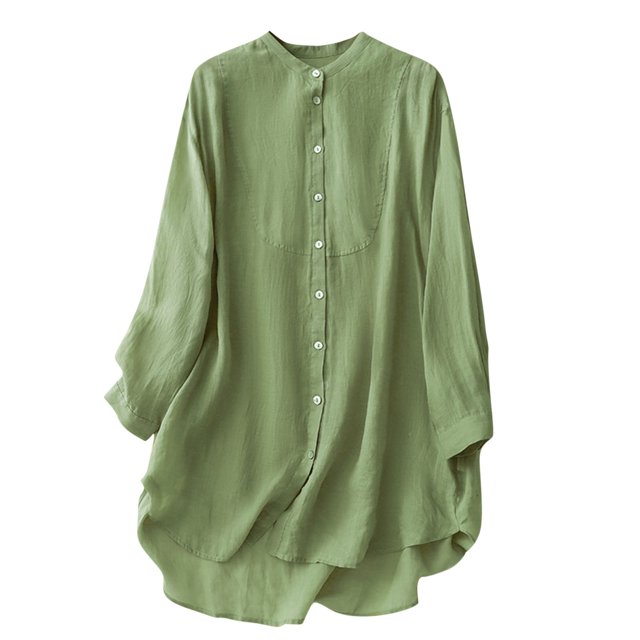 Timegard Flowy Tops for Women Long Sleeve Lightweight Button up Shirts Irregularly Loose Casual Blouse