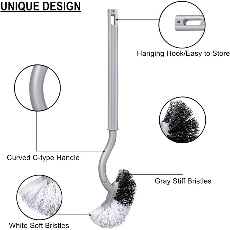 Ctcwsh Curved Toilet Brush Without Holder for Bathroom - Sturdy Under The  Rim Plastic Household Cleaning Brushes (a Toilet Brush Without Holder)