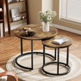thumbnail image 1 of Semiocthome Modern Round Nesting Coffee Table Set,End Table Metal Frame for Living Room,23.6",Rustic Brown, 1 of 6