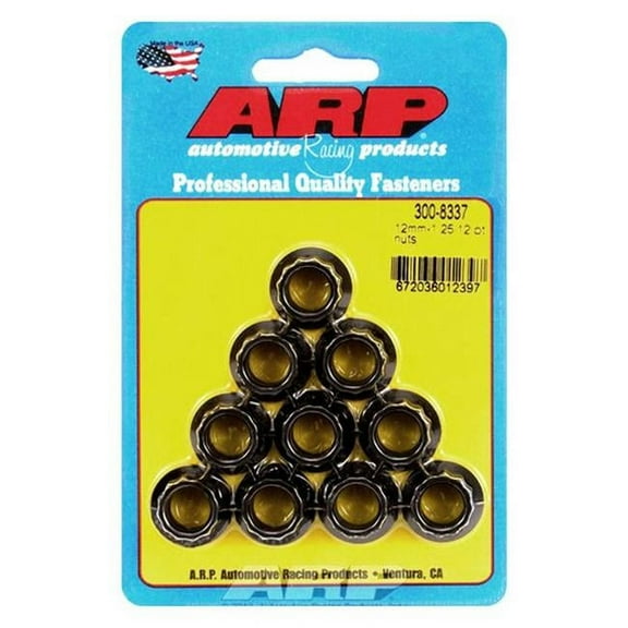 ARP 300-8337 12 x 1.25 mm 12 Point Black Oxide Steel Nut - Set of 10