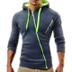 thumbnail image 3 of Sudadera Con Capucha Y Cremallera Inclinada Para Hombre, 3 of 5