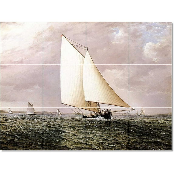 Ceramic Tile Mural-James Buttersworth Ship Boat Painting 126. 48" w x 36" h using (12) 12 x 12 ceramic tiles