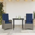 thumbnail image 1 of vidaXL 3 Piece Garden Dining Set with Cushions Grey Poly Rattan, 1 of 5
