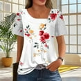 thumbnail image 2 of Enjoytime Short Sleeve Tops for Women Floral Printing Summer Plus Size Shirts Loose Business Casual Work Blouse, 2 of 7
