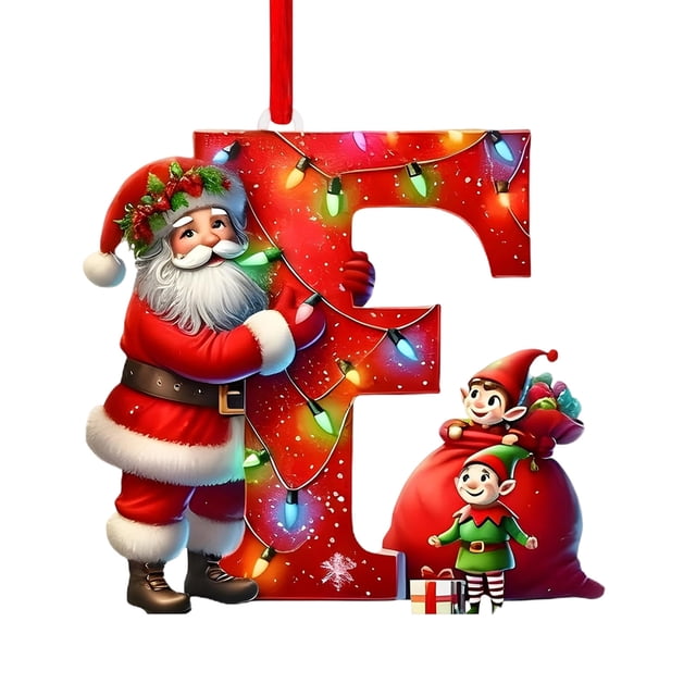 Colgante acrílico para árbol de Navidad | Adorno con inicial de 26 letras para decoración navideña | Regalo familiar personalizado para fiestas navideñas | Decoración para el árbol del hogar