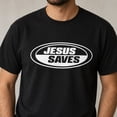 thumbnail image 2 of Jesus Saves Retro Graphic T-Shirt, Unisex Classic Fit Cotton Blend Tee, 2 of 9