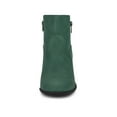 thumbnail image 6 of BLISSFUL STEP Women's Shoes Round Toe Stacked Block Heel Zipper Ankle Boots Green 9, 6 of 7